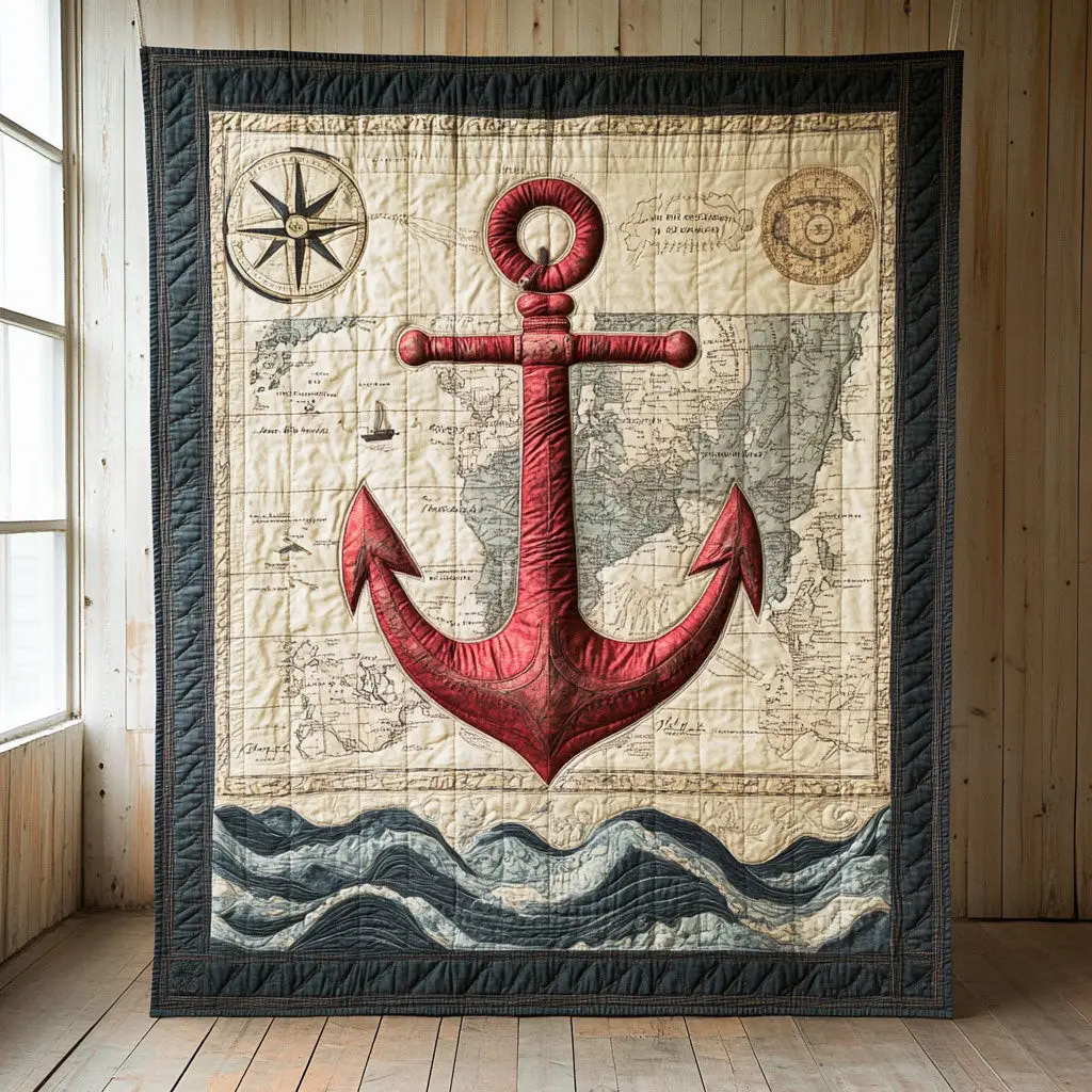 Anchor Of Eternity Quilt Blanket Suower Nautical Navy Veteran Themed Gifts For Patriots