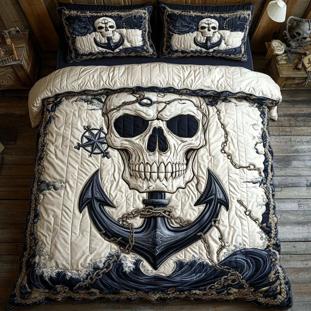 Anchor Rose Quilted Bedding Set Duvet Cover Bedspread Best Gifts Bedroom Decorative