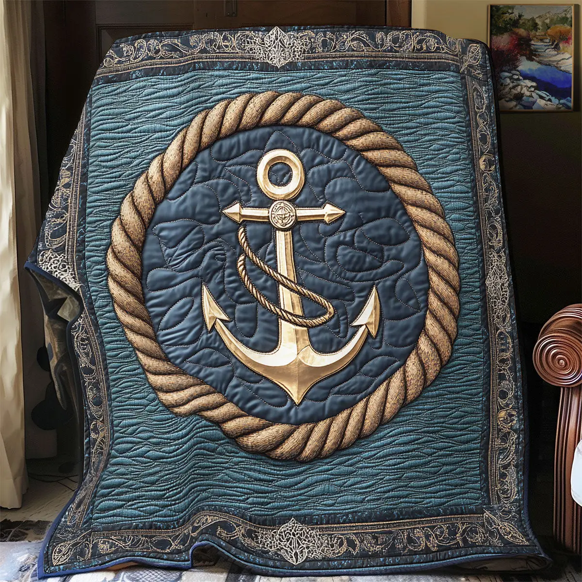 Anchor Vintage Quilt Blanket Navy Veteran Themed Ideas For Veteran Day's Anchor Vintage Quilt Blanket Navy Veteran Themed Ideas For Veteran Day's - Image 1