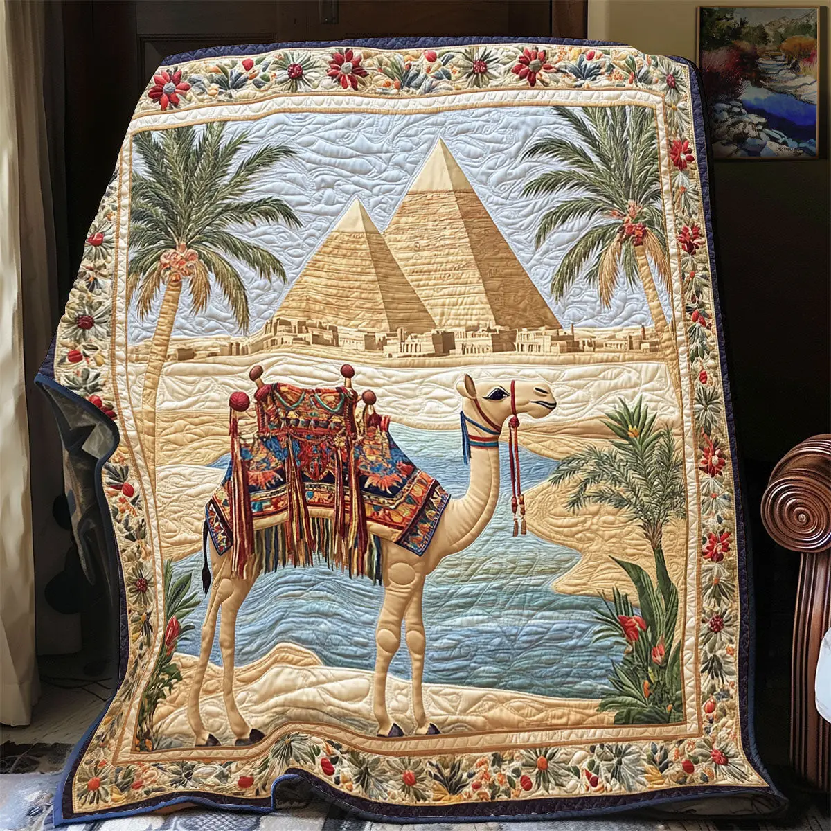 Ancient Culture Quilt Blanket Pyramids Egypt Themed Gifts For Camel Lovers Ancient Culture Quilt Blanket Pyramids Egypt Themed Gifts For Camel Lovers - Image 1