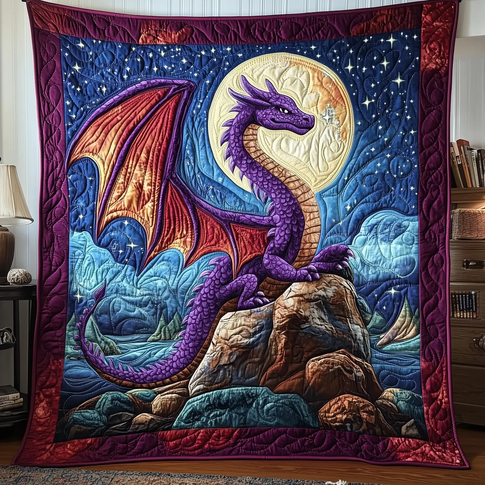 Ancient Dragon Quilted Blanket Gothic Fantasy Style Best Gifts For Dragon Lovers Ancient Dragon Quilted Blanket Gothic Fantasy Style Best Gifts For Dragon Lovers - Image 1