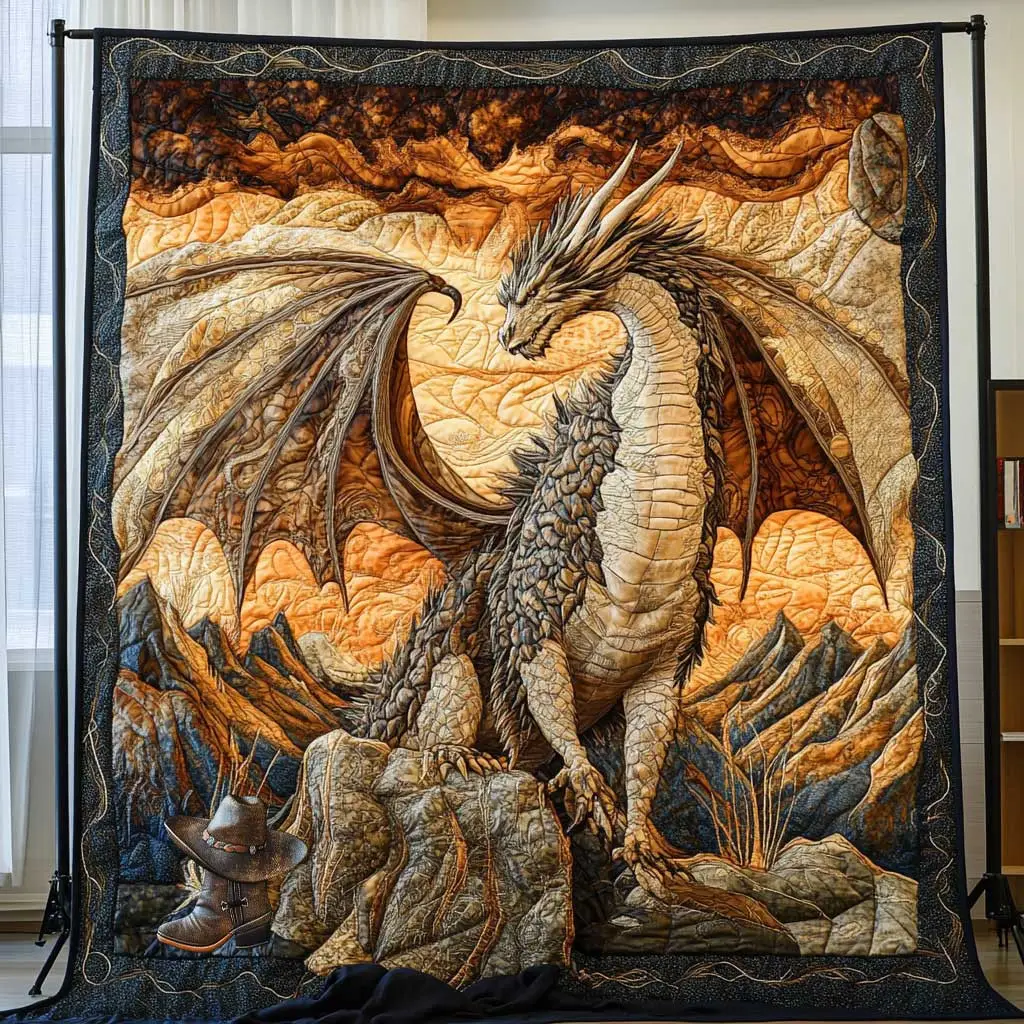 Ancient Turtle Quilt Blanket Western Themed Gift For Someone Who Loves Dragoies