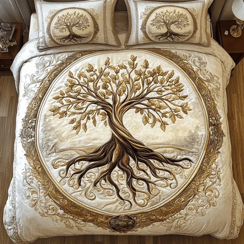 Ancient Wisdom Quilted Bedding Set Beautiful Printed Bedding Set for Home Aesthetics