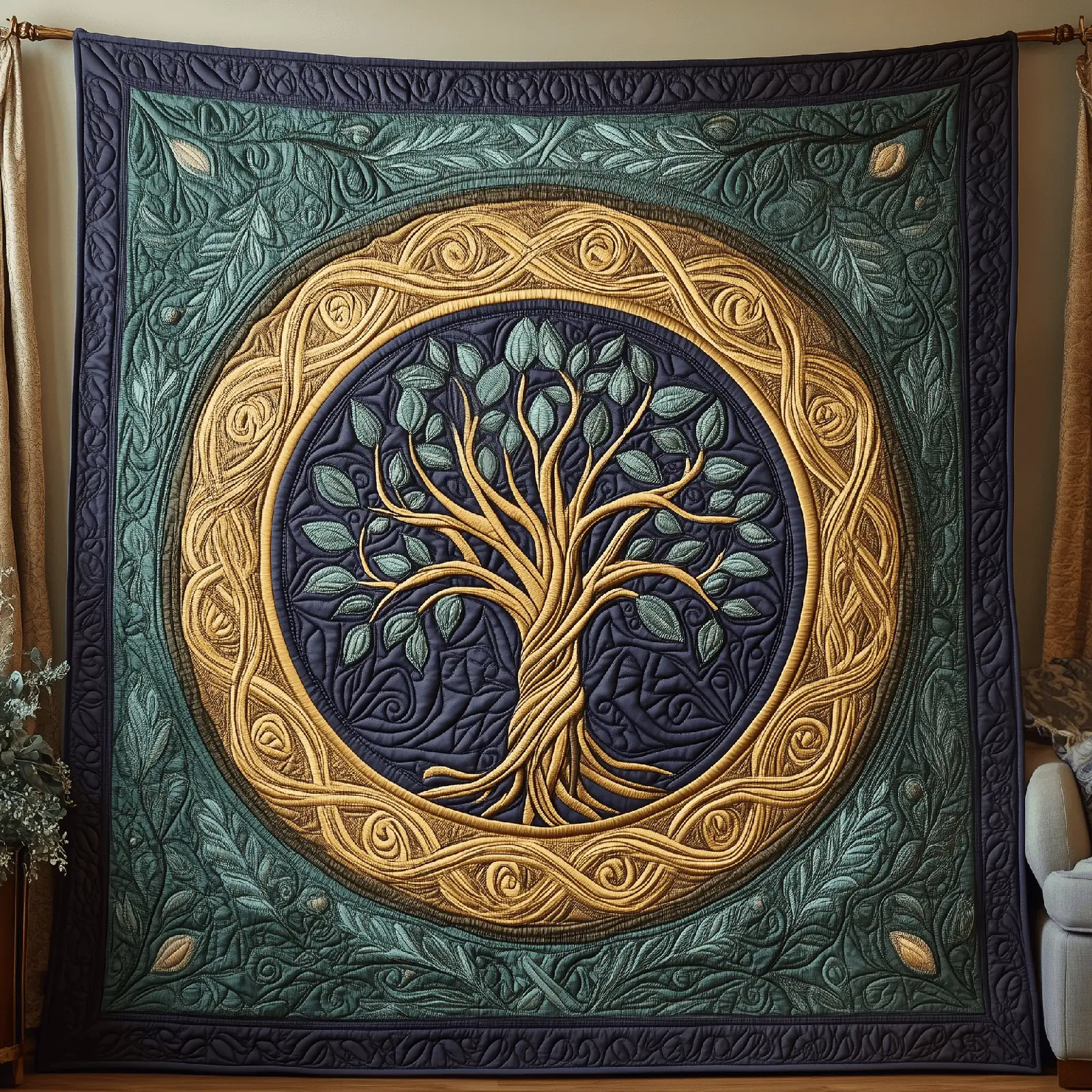 Ancient Wisdom Tree of Life Quilted Blanket Celtic Knotwork Symbol Tree Of Life Gifts For Grangarents
