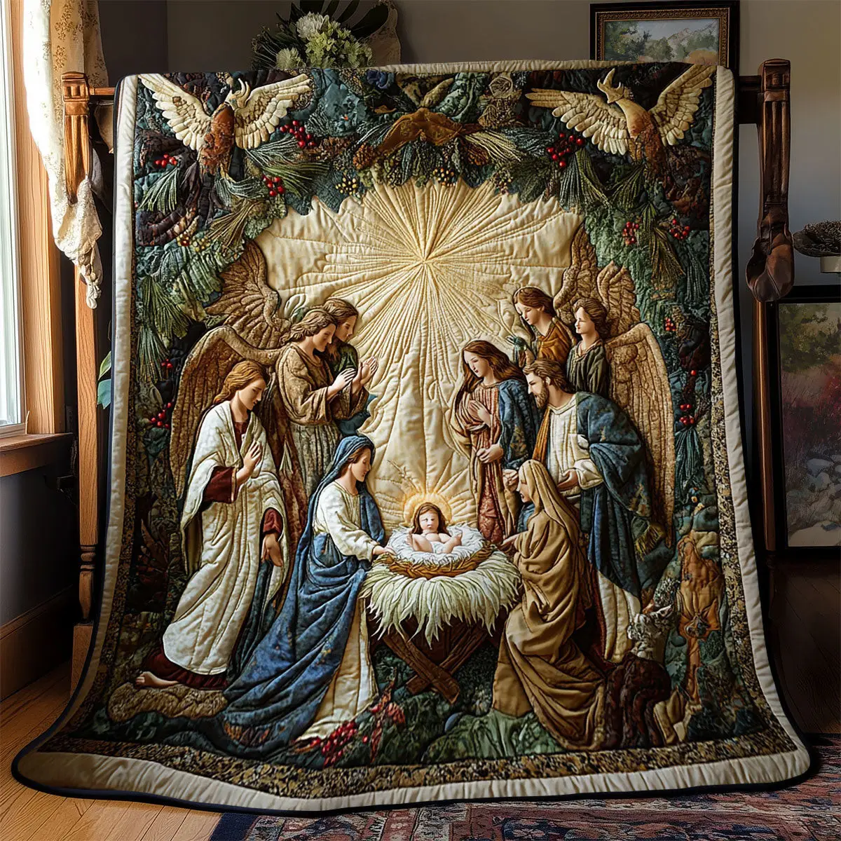 Angelic Adoration Quilt Blanket Navity Christian Christmas Holiday Gift Ideas
