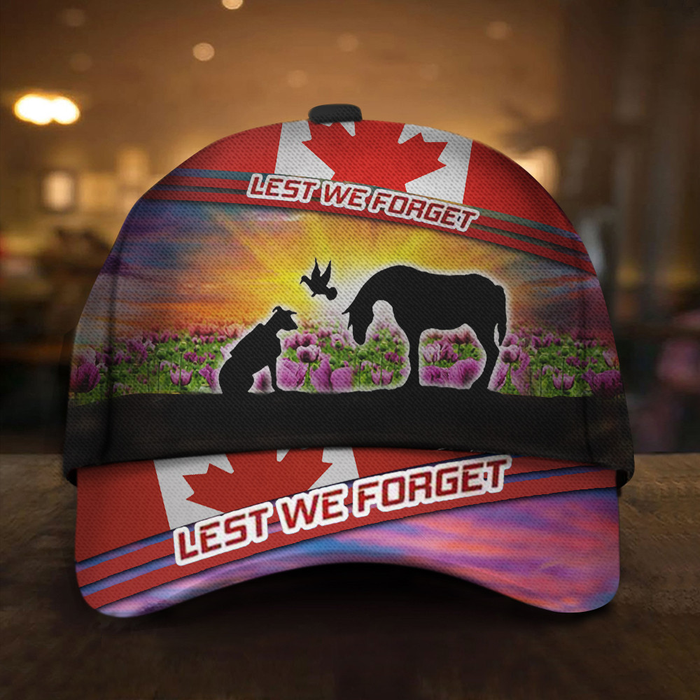 Animals Lest We Forget Canada Flag Hat Animals In War Remembrance Day Patriot Merch Animals Lest We Forget Canada Flag Hat Animals In War Remembrance Day Patriot Merch - Image 1