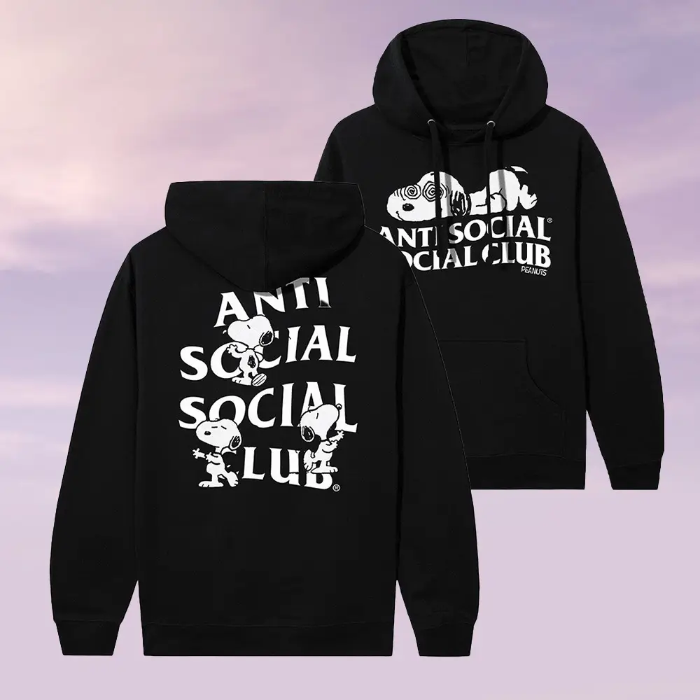 Anti Social Social Club Merch ASSC X Peanuts Feeling Funny Hoodie Black Gifts For Mother