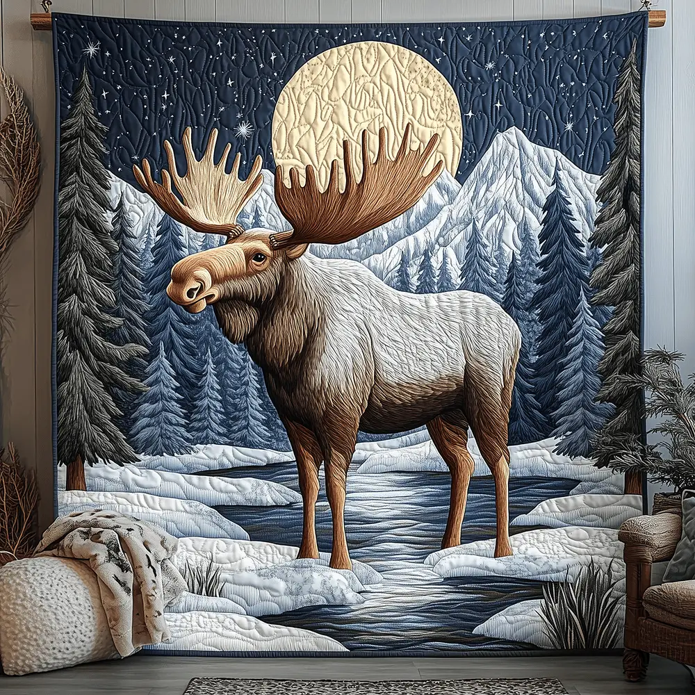 Antlers In Frost Wildlife Forest Quilted Blanket Outdoors Cabin Fleece Blanket Gift For Dad Antlers In Frost Wildlife Forest Quilted Blanket Outdoors Cabin Fleece Blanket Gift For Dad - Image 1
