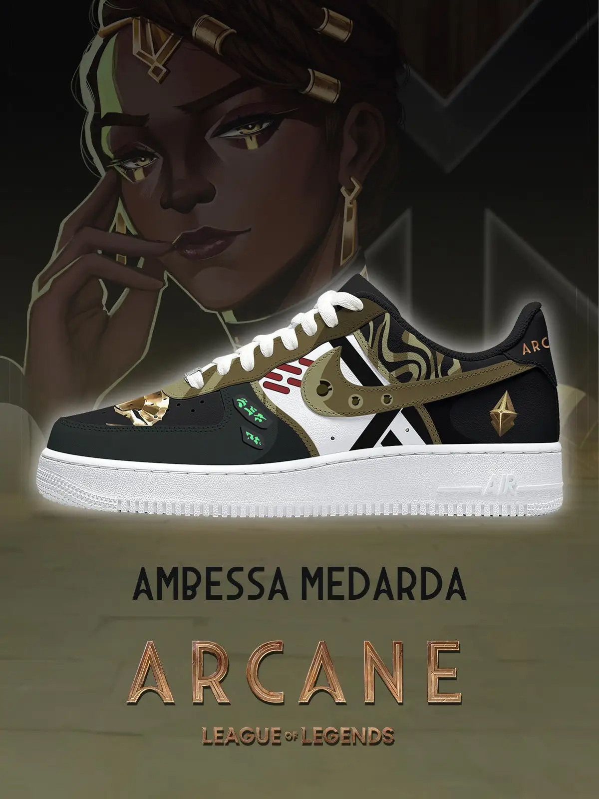 Arcane Ambessa Medarda Air Force 1 Shoes Sneakers