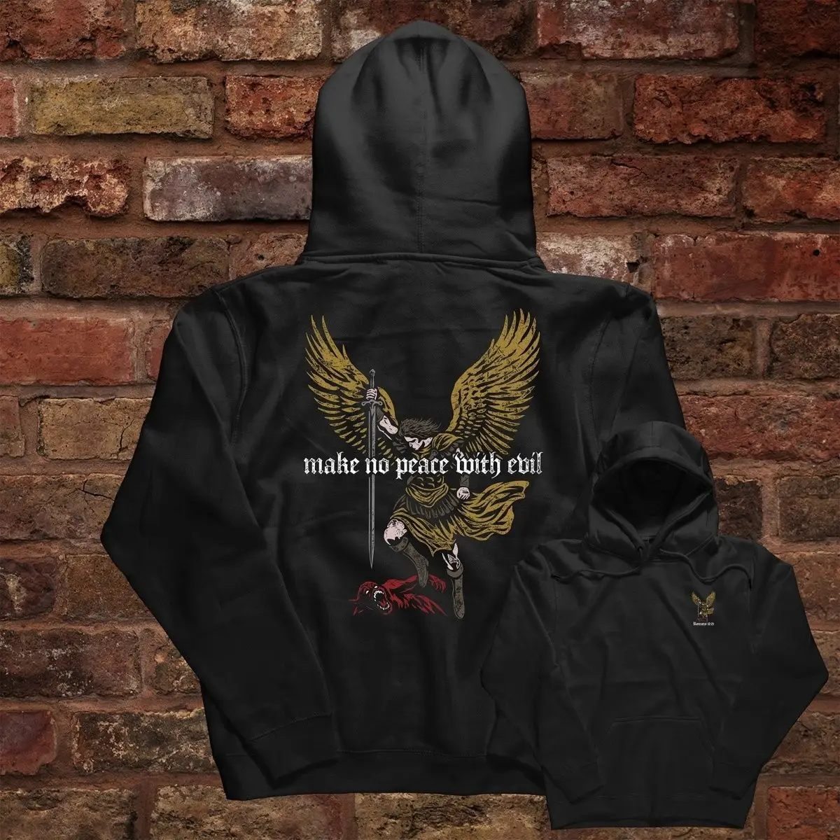 Archangel Michael Make No Peace With Evil Hoodie Christian Apparel Gifts For Him