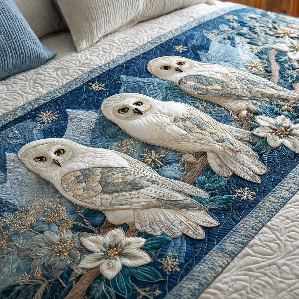 Arctic Watch Quilted Bed Runner Arctic Watch Scene Winter Gift for Family