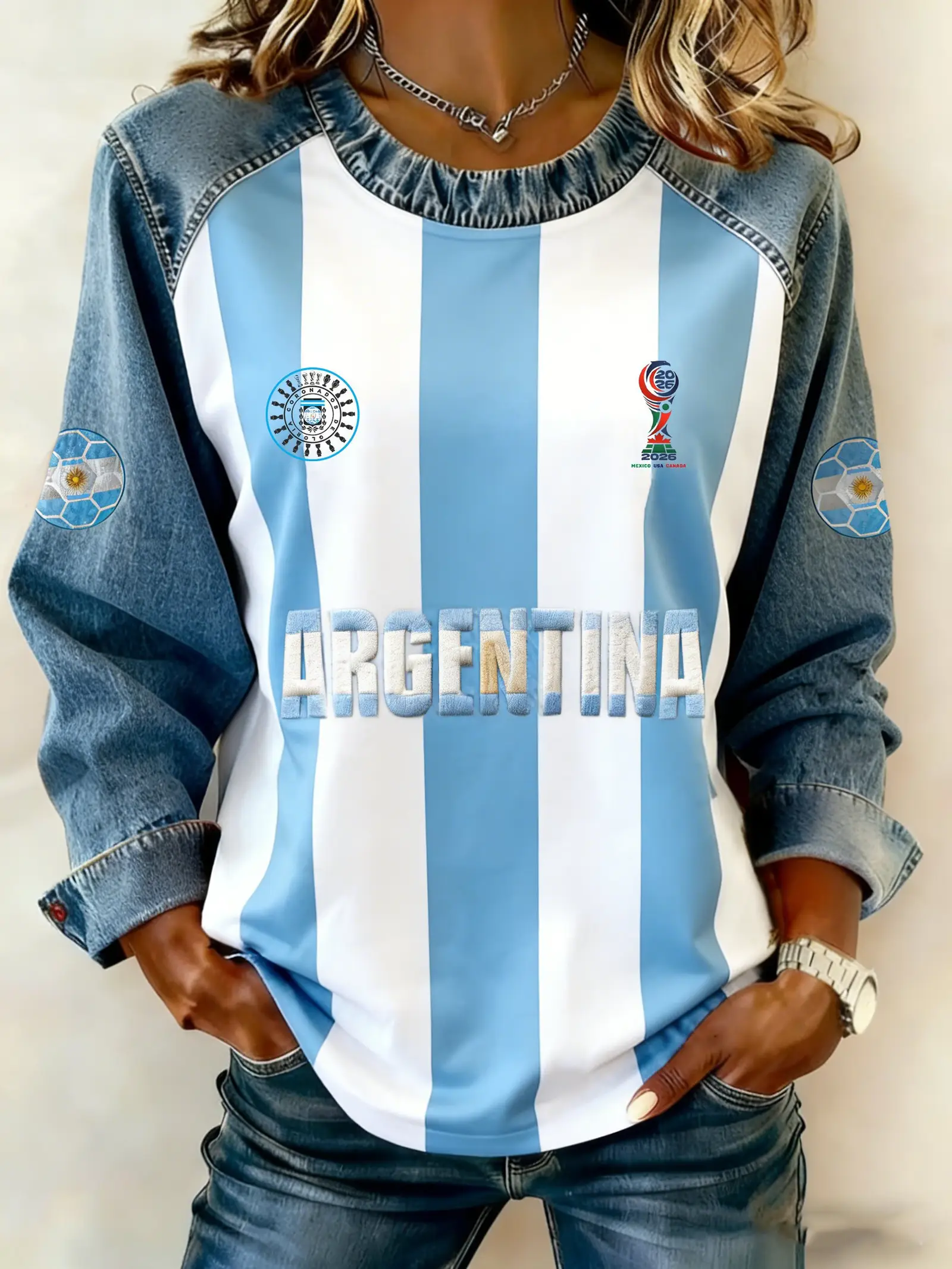 Argentina 2026 World Cup Sweatshirt Women's Game Day Merch Gift For Team Argentina Football Fan
