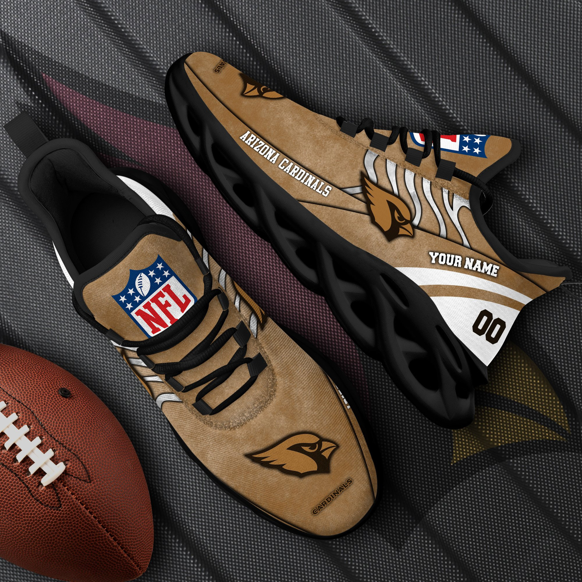 Arizona Cardinals Black Max Soul Shoes 2025 Versions Custom Your Name And Number 264