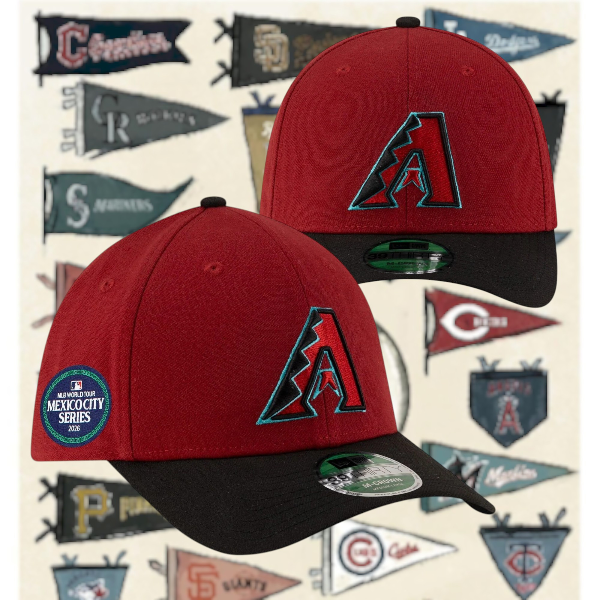 Arizona Diamondbacks 2026 Baseball Cap MLB World Tour Mexico City Series Sidepatch Merch Fans Gift