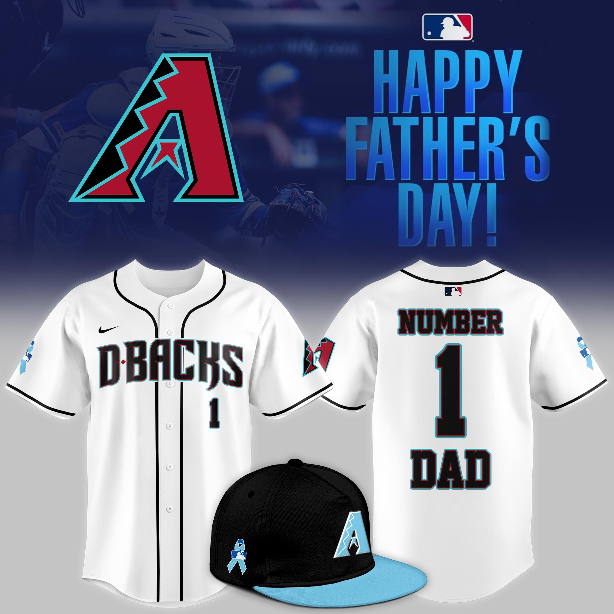 Arizona Diamondbacks 2026 Fathers Day Number 1 Dad Jersey Baseball Father's Day Gifts