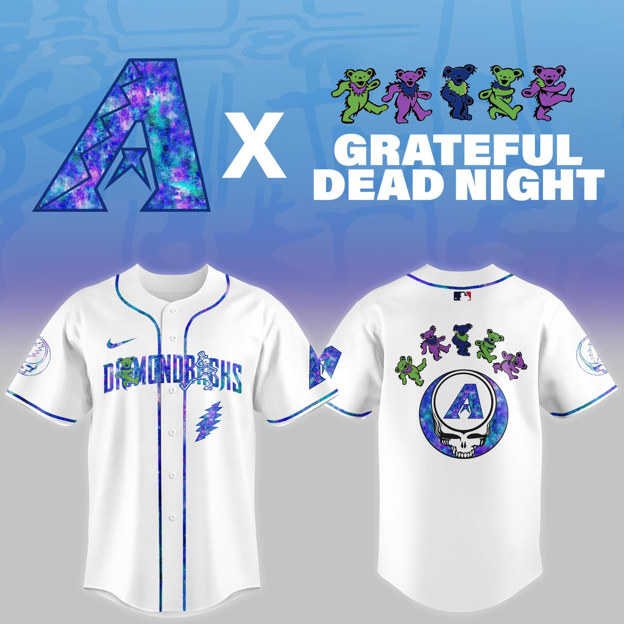 Arizona Diamondbacks 2026 Grateful Dead Night Jersey Baseball Merch Gifts For Fans
