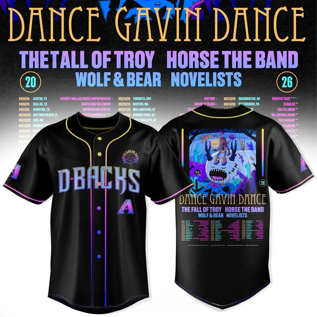 Arizona Diamondbacks X Dance Gavin Dance 2026 Tour Jersey Fan Merch Gifts For BFF