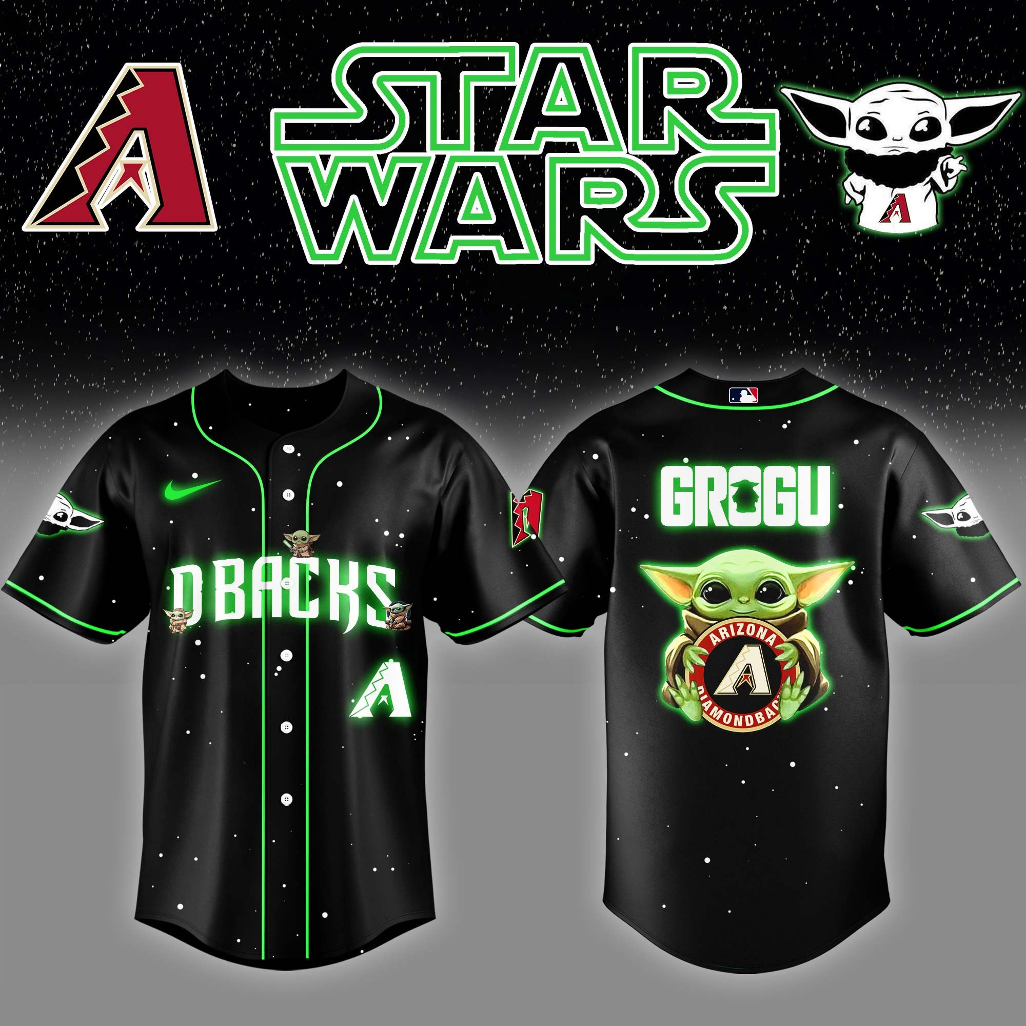 Arizona Diamondbacks x Star Wars Baby Yoda Game Night Baseball Jersey Gifts For Fans