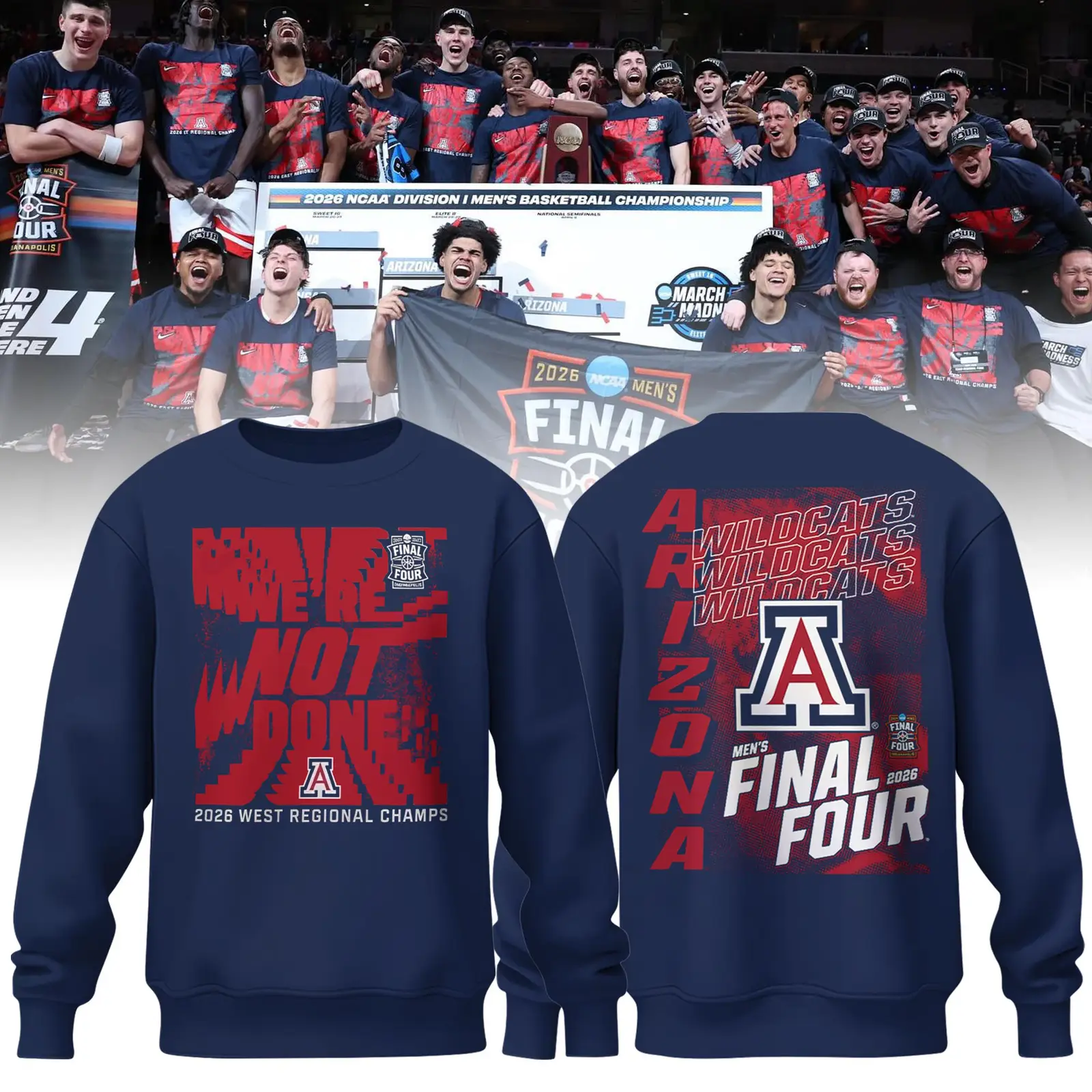 Arizona Wildcats Basketball 2026 Final Four Locker Room Sweatshirt Game Day Clothing Arizona Wildcats Basketball 2026 Final Four Locker Room Sweatshirt Game Day Clothing - Image 1