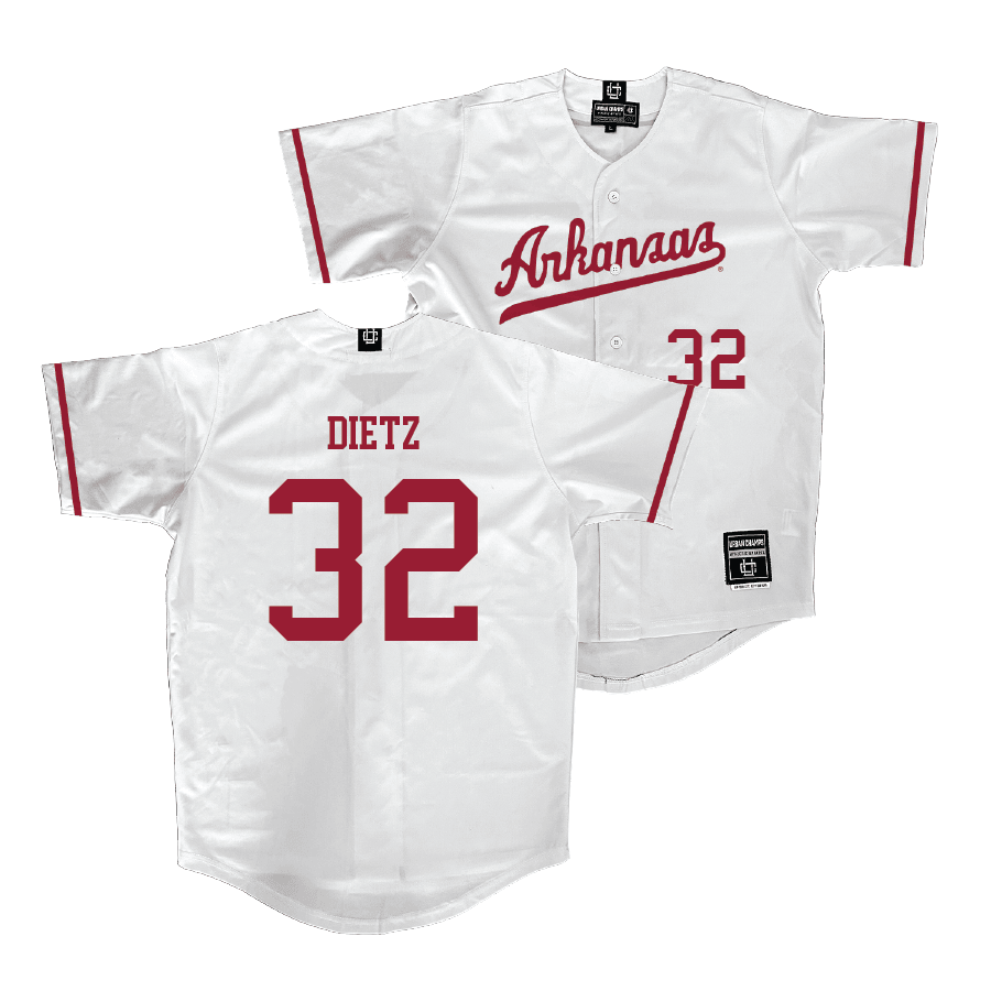 Arkansas Baseball White Jersey - Hunter Dietz | #32
