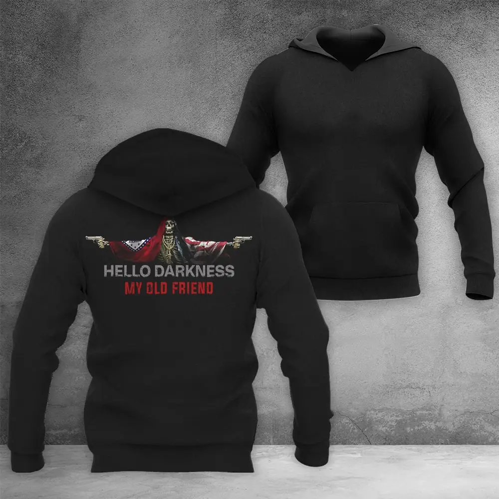 Arkansas Hello Darkness My Old Friend Hoodie Gun Arkansas Lover Skull Merch Gifts For Grandpa