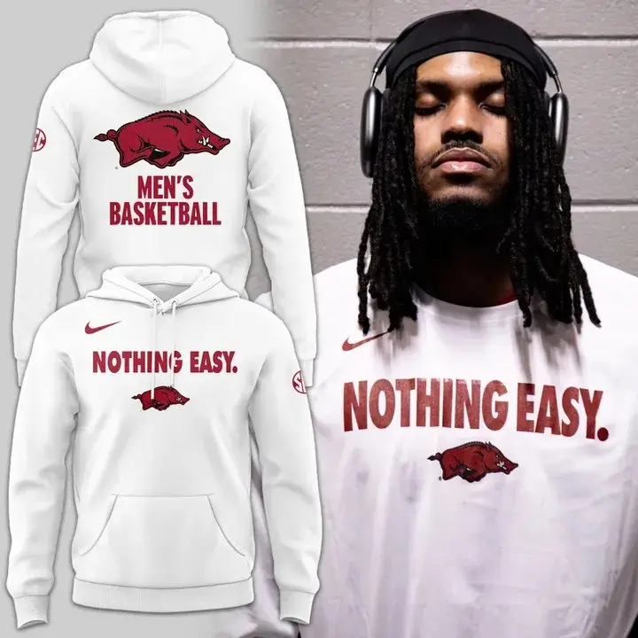 Arkansas Razorback Men's Basketball Nothing Easy Hoodie Fan Merch Clothing Gifts For Him