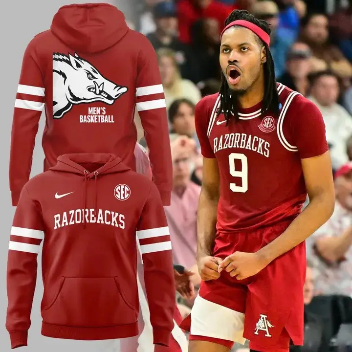 Arkansas Razorbacks Men's Basketball Hoodie Red The Hogs Merch Gifts For Razorback Fans