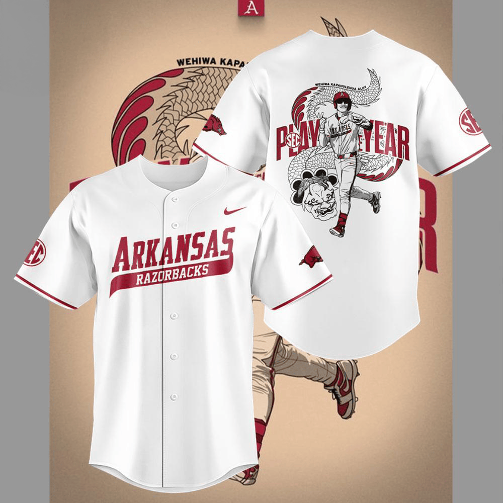Arkansas Razorbacks Wehiwa Aloy SEC POTY Limited Edition Baseball Jersey Arkansas Merch Unique Baseball Gifts For Fans