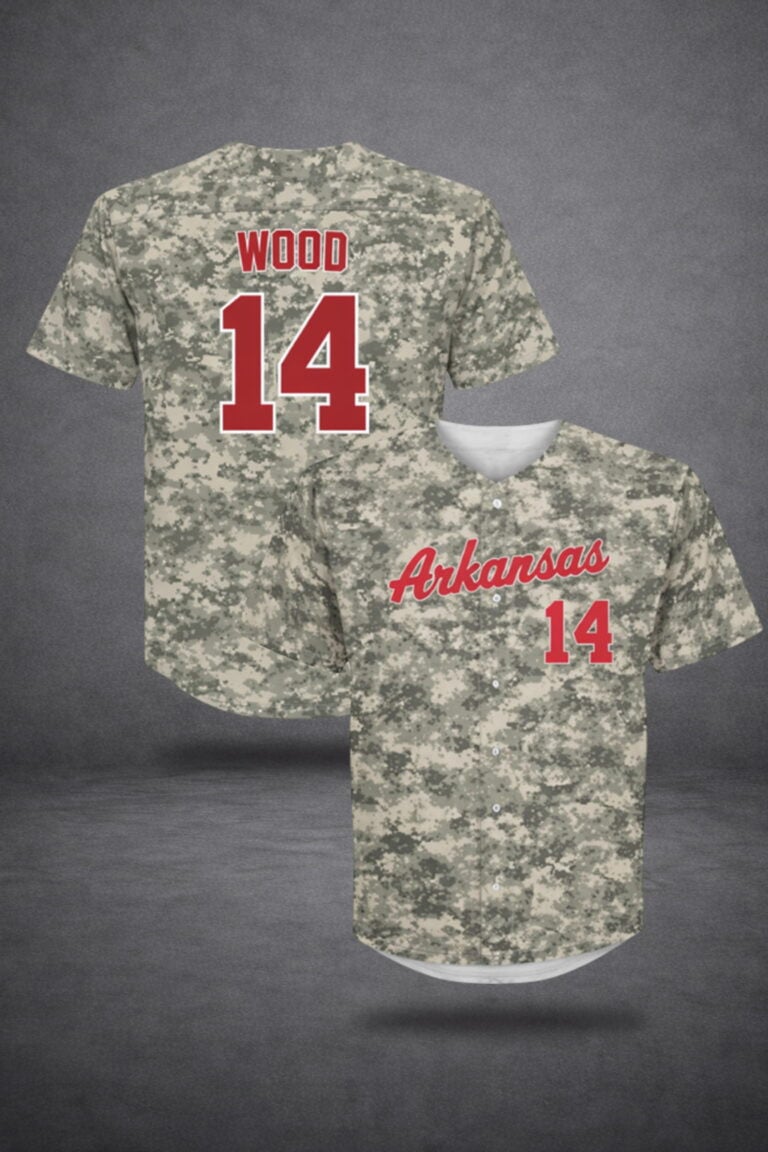Arkansas Razorbacks Woo 14 Camo Baseball Jersey 2026 Football Fan Gift Ideas