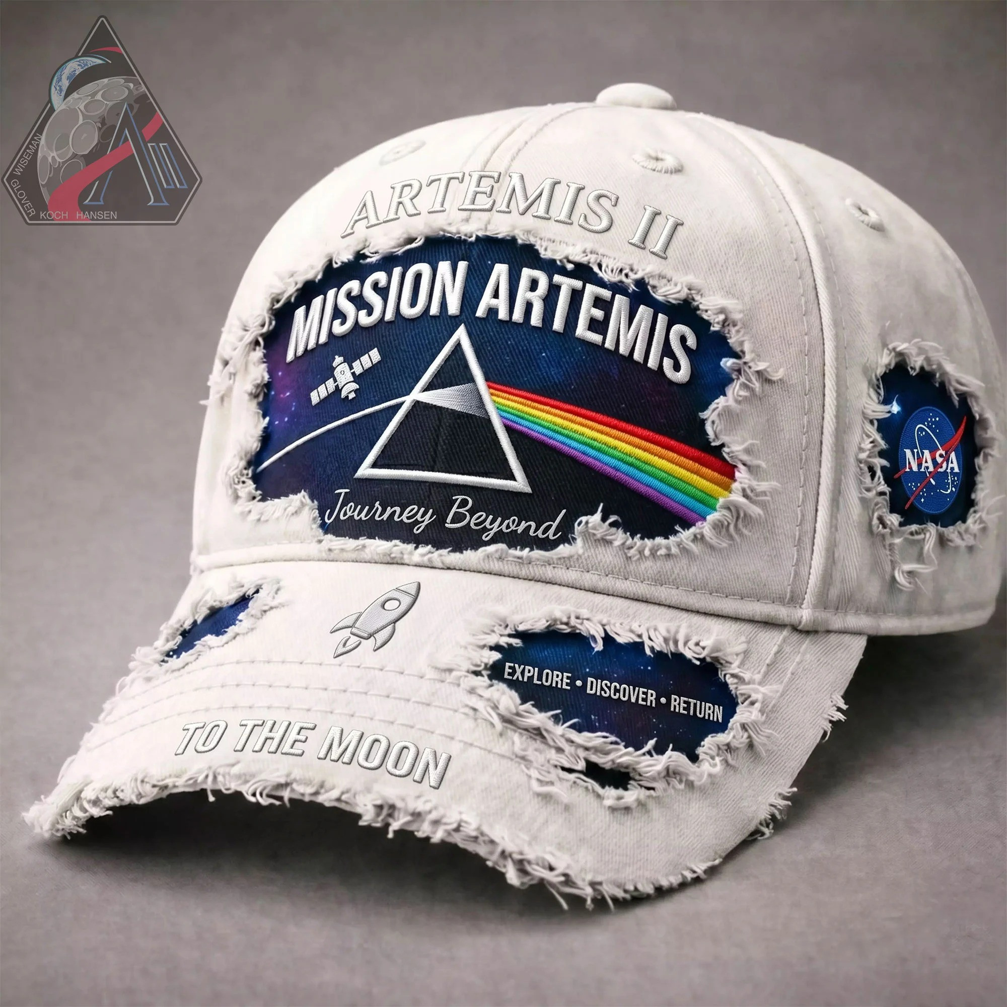Artemis II Mission Baseball Hat Distressed With NASA Logo Cap Gifts For Son