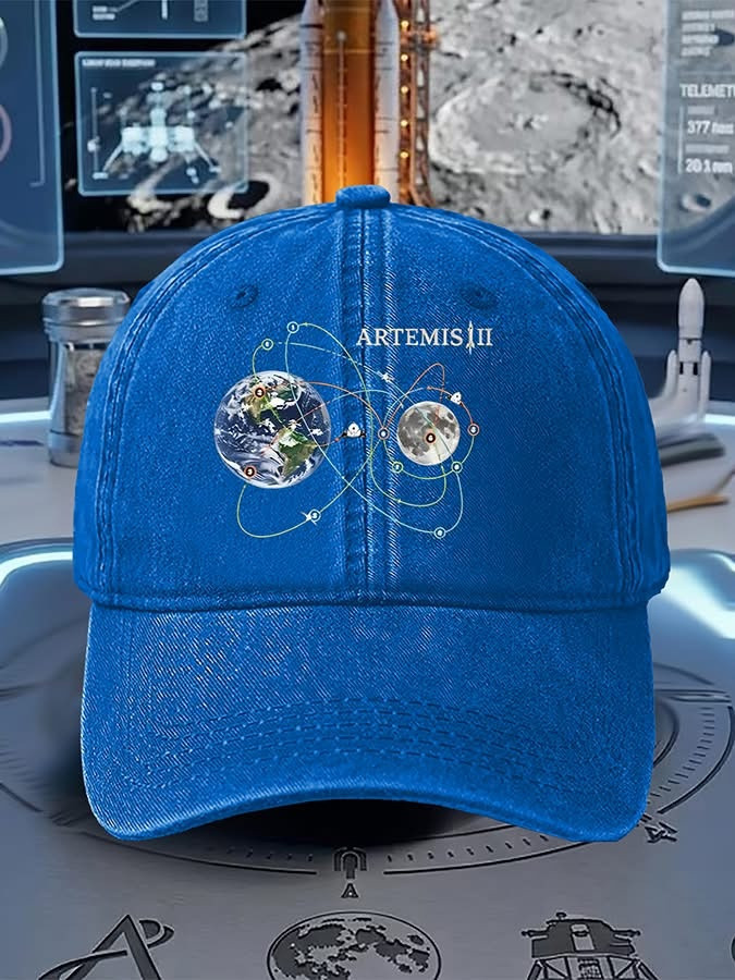 Artemis II Space Mission 2026 Hat Earth and Moon Orbital Graphic Ball Cap Gift For Space Lover Artemis II Space Mission 2026 Hat Earth and Moon Orbital Graphic Ball Cap Gift For Space Lover - Image 1