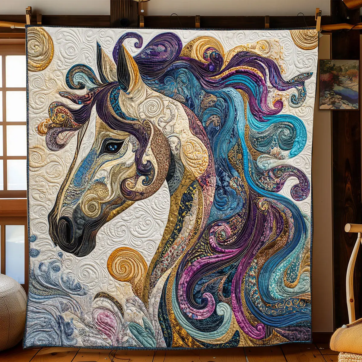 Artistic Horse Quilt Home Essential Gift Cozy Quilt Blanket