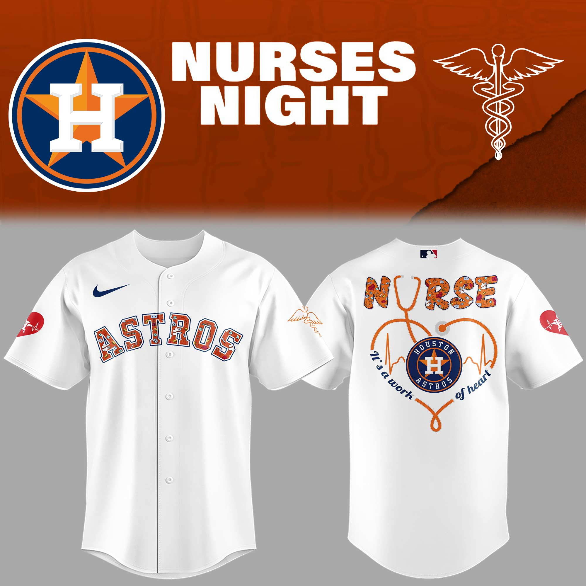 Astros x Nurses Appreciation Night Jersey Gifts For Baseball Players Baseball Father's Day Gifts
