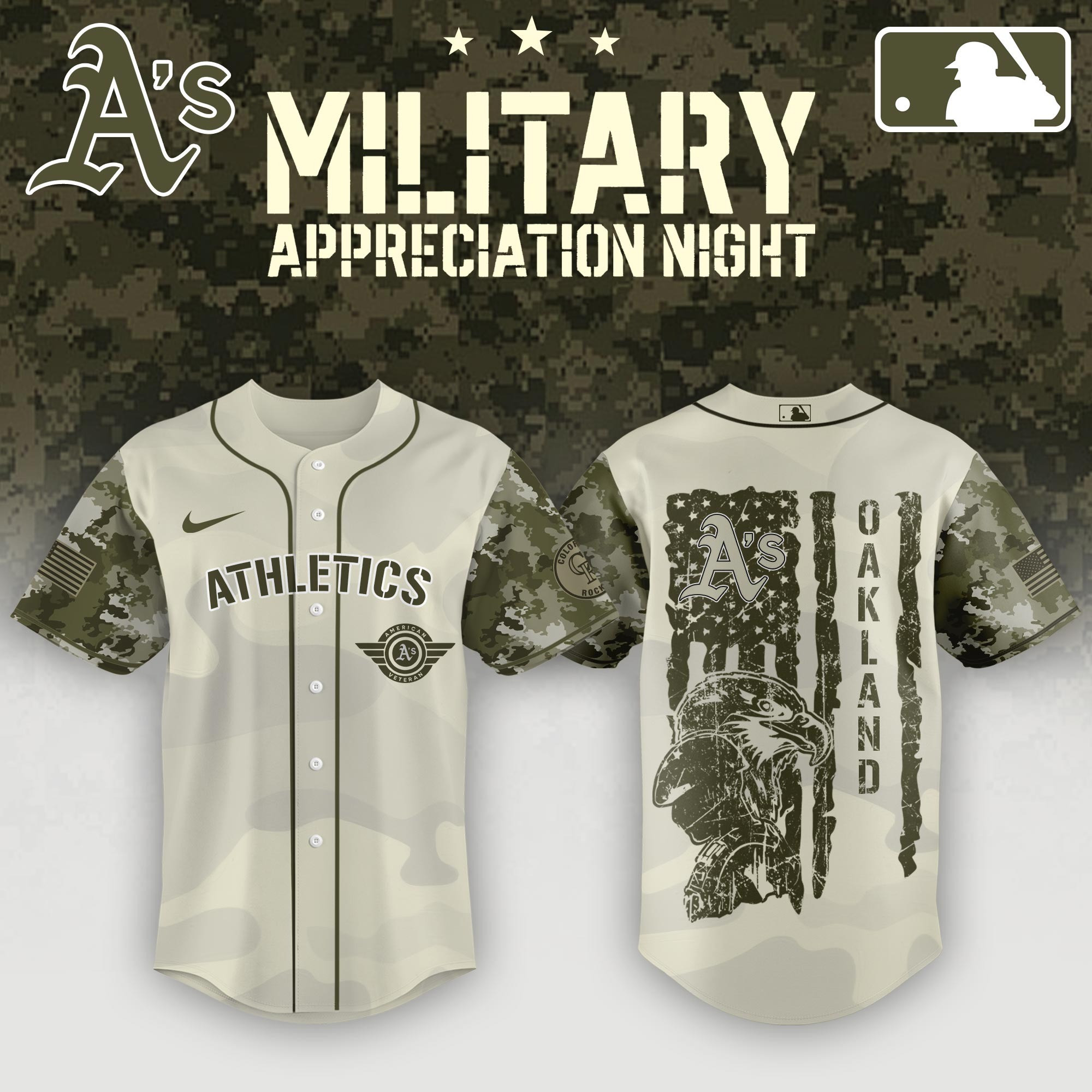 Athletics x 2026 Armed Forces Day Night Jersey Unique Gifts For Baseball Fans