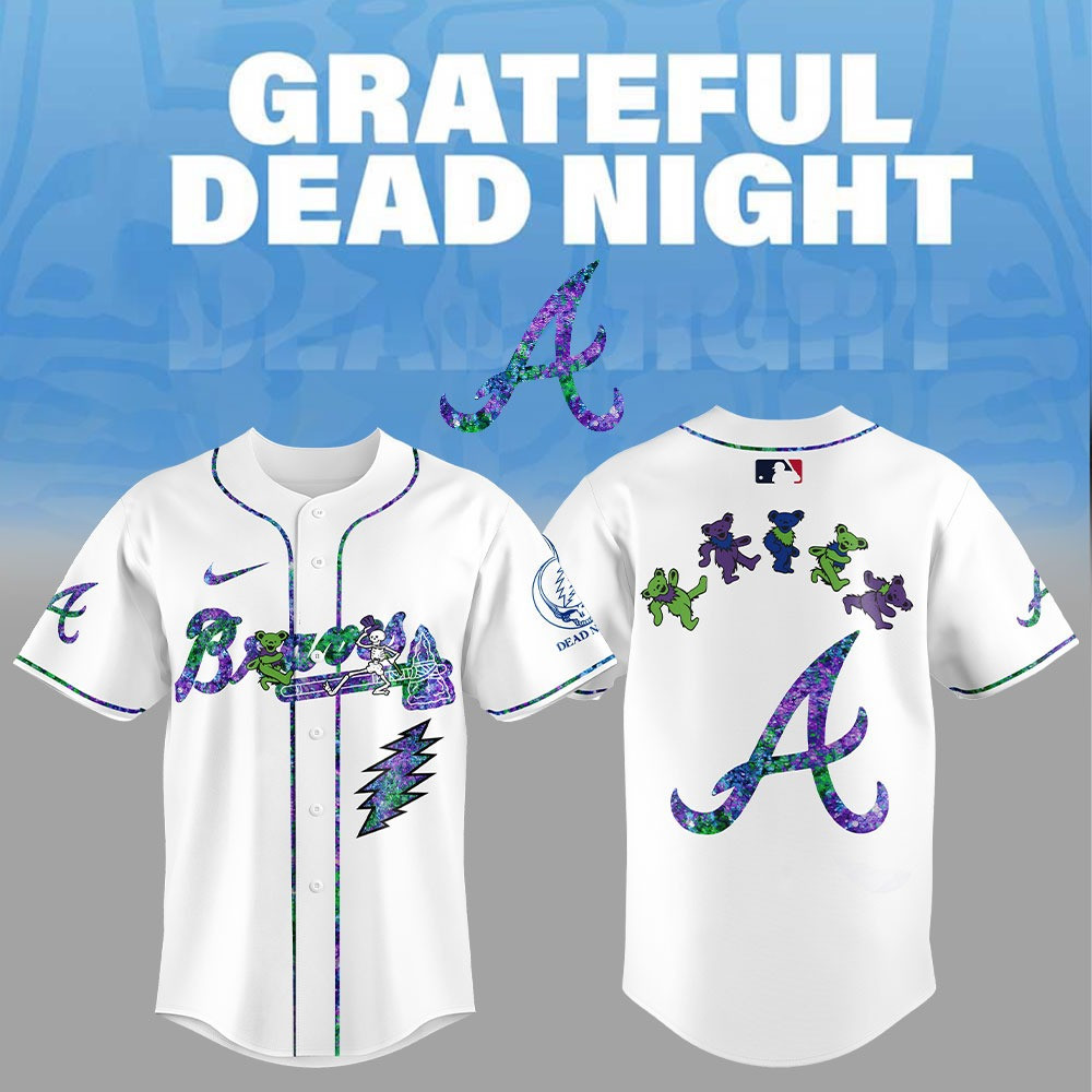 Atlanta Braves 2026 Grateful Dead Night Jersey Baseball Merch Fan Father's Day Gifts