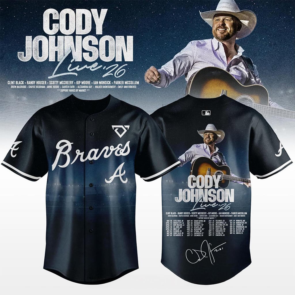 Atlanta Braves x Cody Johnson Live Tour 2026 Jersey Braves Merch Gifts For Baseball Fans