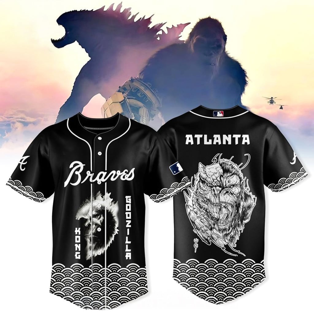 Atlanta Braves x Godzilla And Kong Jersey 2026 Braves Merch Gifts For Baseball Lovers