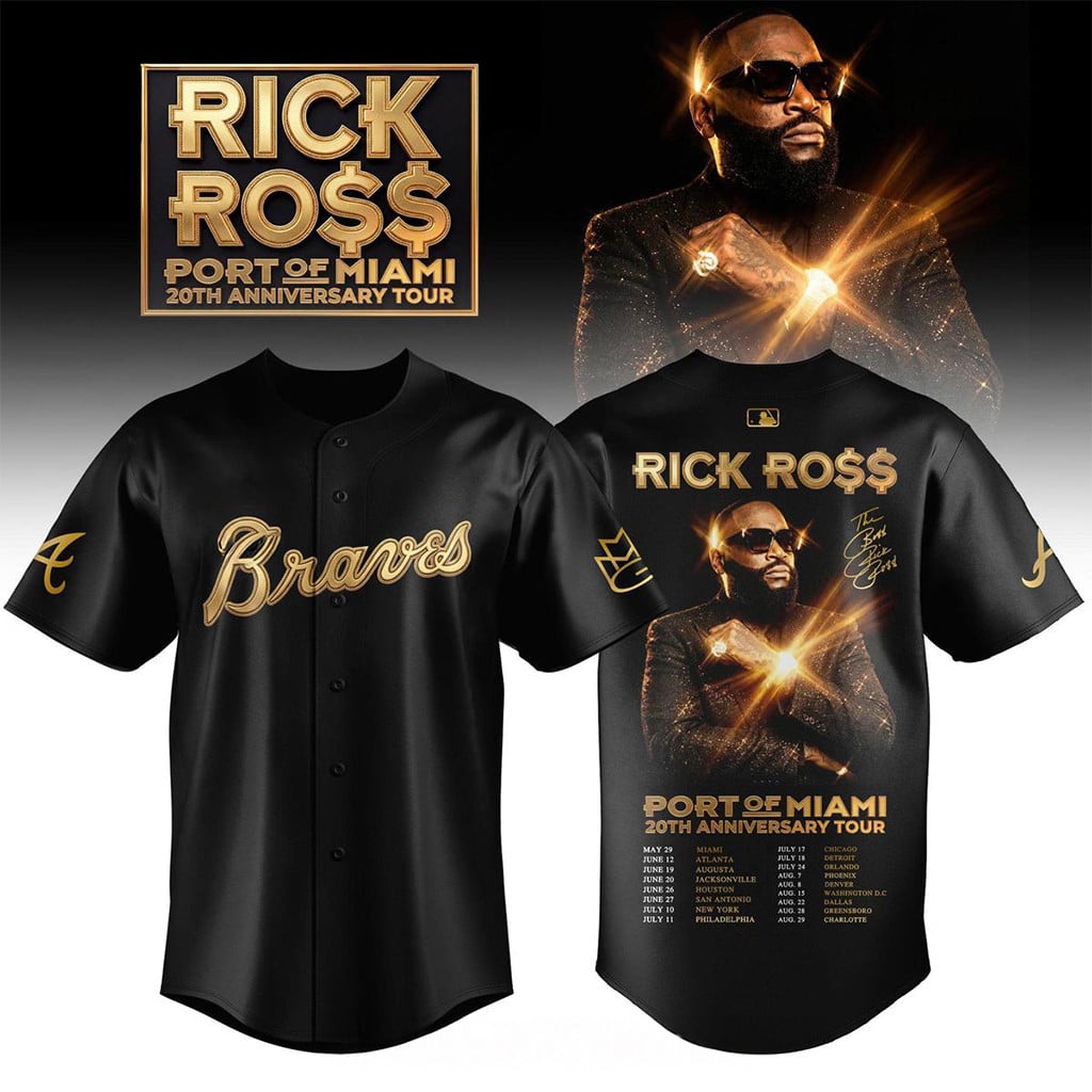 Atlanta Braves x Rick RoSS 20th Anniversary Tour 2026 Jersey Braves Merch Gifts For Fans