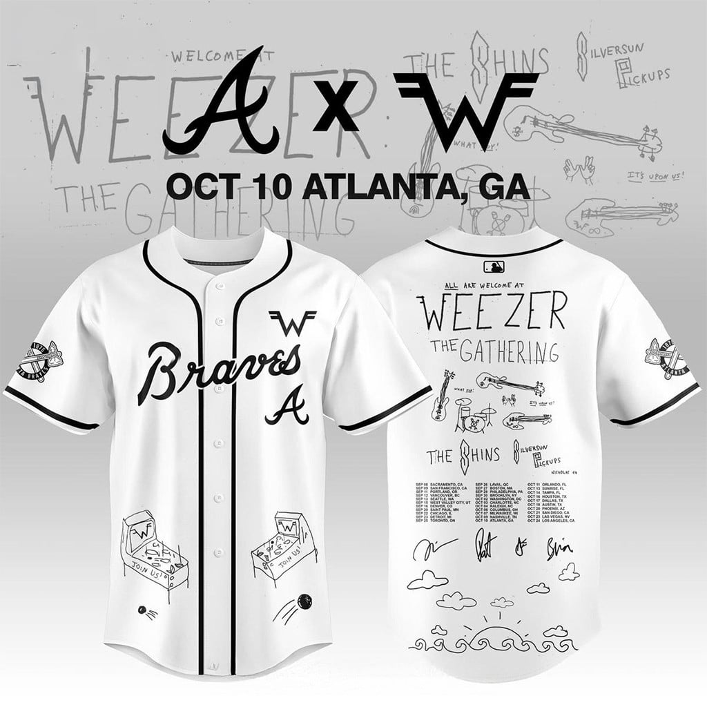 Atlanta Braves x Weezer The Gathering Tour 2026 Jersey Braves Merch Gifts For Fans