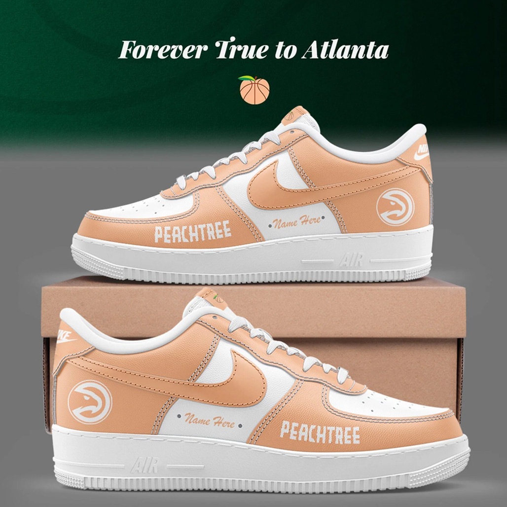 Atlanta Hawks Basketball City Custom Name Peachtree Air Force 1 Shoes Sneakers Version 1