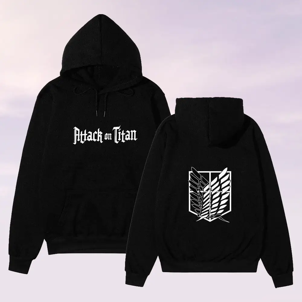 Attack On Titan Merch Wings Of Freedom Hoodie Black Anime Clothes Christmas Gifts For Guys