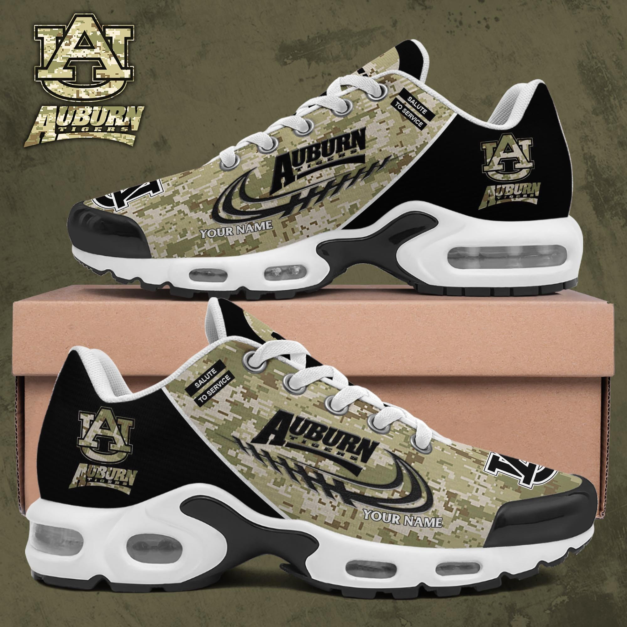 Auburn Tigers Shoes 2026 Version Custom Name, Camouflage Shoes, Gifts For Football Lovers