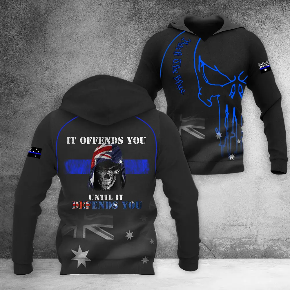 Australia Thin Blue Line Hoodie If Offends You Until It Defends You Law Enforcement Merch