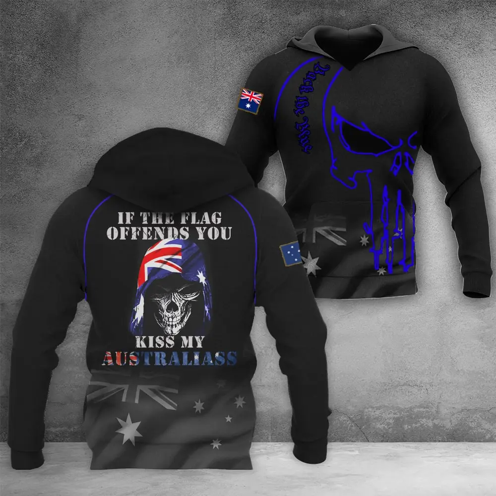 Australia Thin Blue Line Hoodie If The Flag Offends You Kiss My Australiass Police Merch