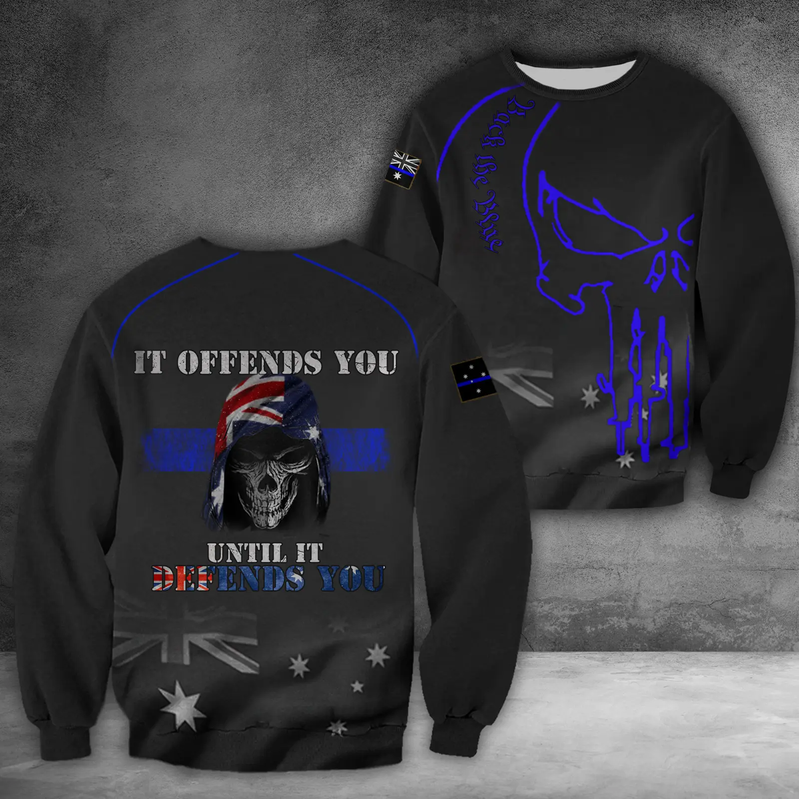 Australia Thin Blue Line Sweatshirt If Offends You Until It Defends You Law Enforcement Merch