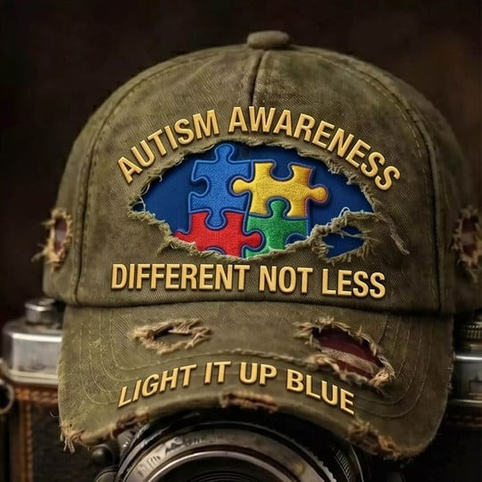 Autism Awareness Dad Hat Different Not Less Light It Up Blue Ball Cap Gift For Her