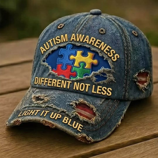 Autism Awareness Dad Hat Different Not Less Light It Up Blue Baseball Cap Gift For Her