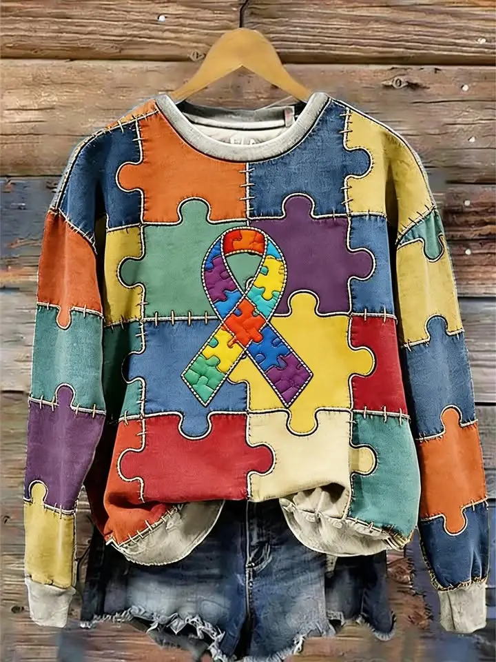 Autism Awareness Month Merch Autism Ribbon Puzzle Piece Sweatshirt Clothing Gifts Ideas