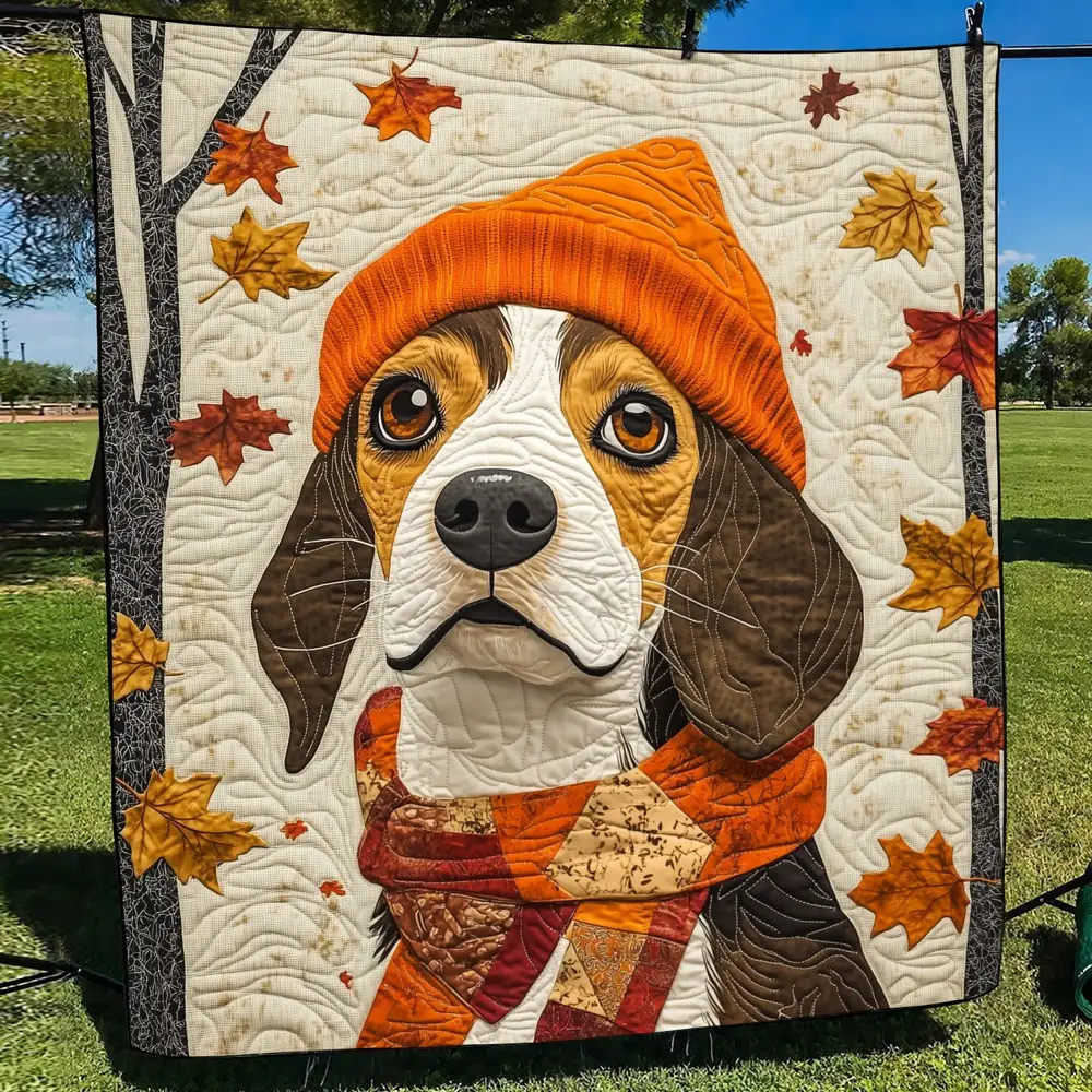 Autumn Beagle Quilted Blanket Fall Dog Lover Art Cozy Bedding Warm Throw Best Gift Beagle Fans Autumn Beagle Quilted Blanket Fall Dog Lover Art Cozy Bedding Warm Throw Best Gift Beagle Fans - Image 1