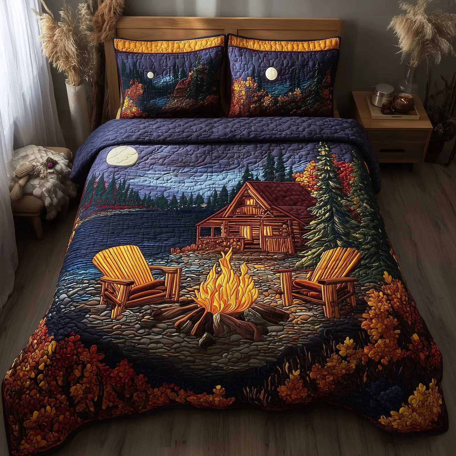 Autumn Harmony Quilted Bedding Set Duvet Bed Set Camping Gifts For Girlfriend